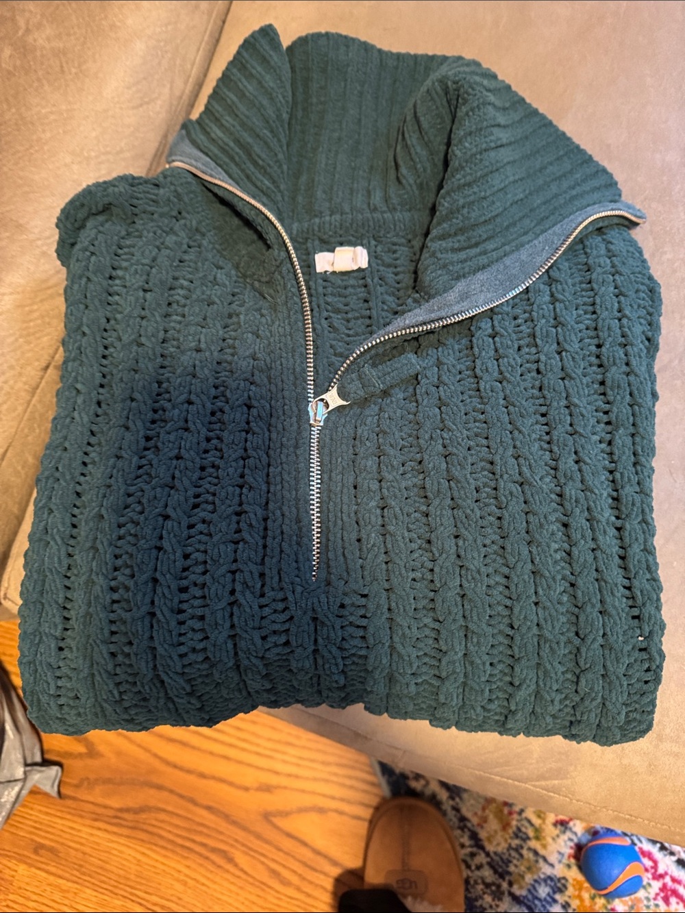 Women’s Aerie super soft Half-Zip Cable Knit Sweater - Dark Teal